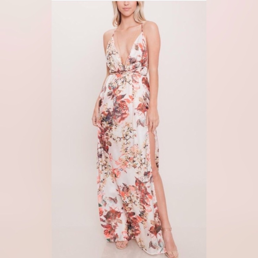 L’atiste Floral Halter Maxi Dress